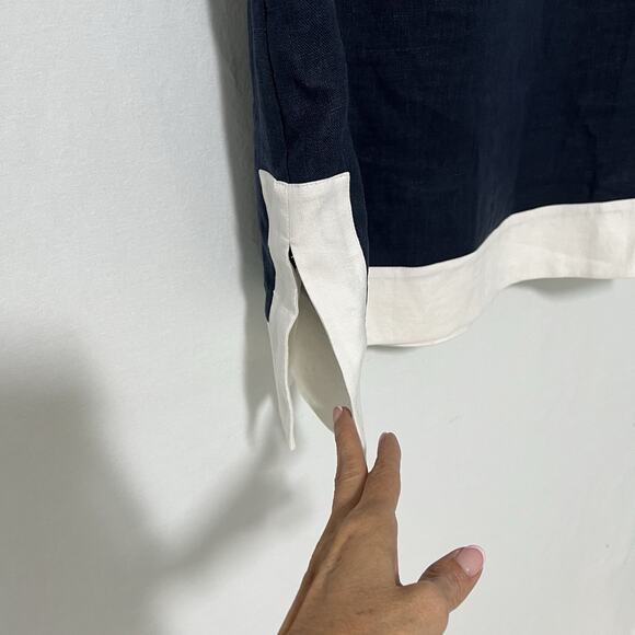 TUCKERNUCK Navy Collier Dress Small 100% Linen Quiet Luxury Classic Old Money - Picture 5 of 13